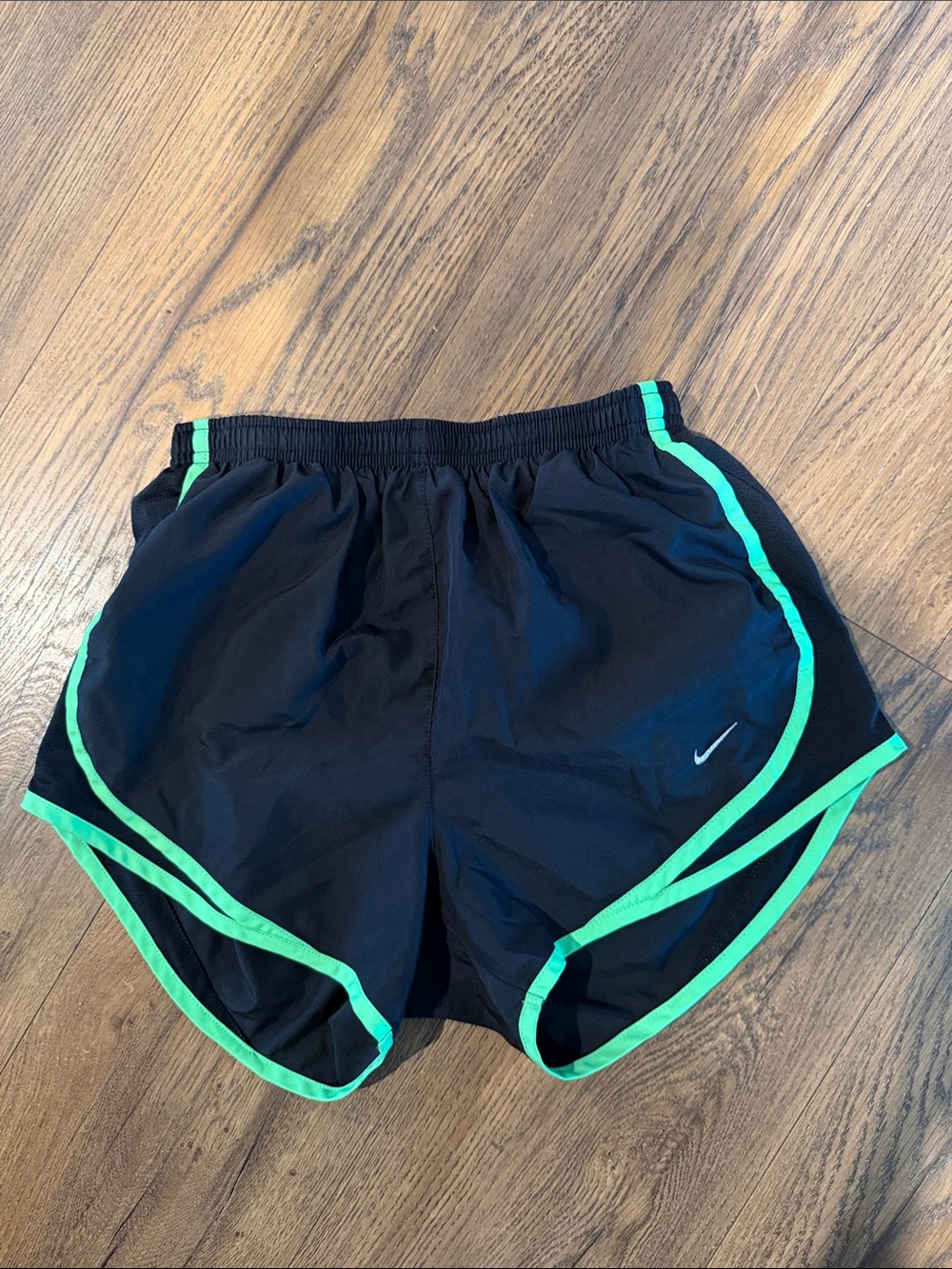 Nike Black Shorts with Neon Green Piping